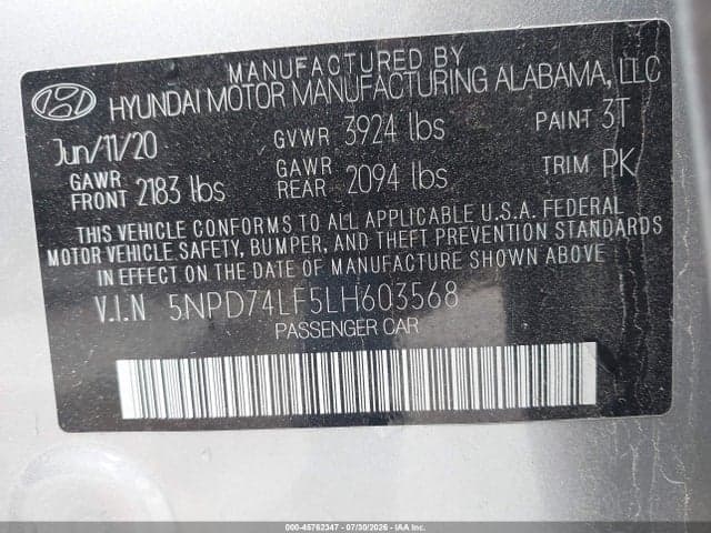2020 HYUNDAI ELANTRA SE 9