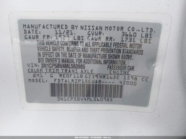 2021 NISSAN KICKS S XTRONIC CVT 9