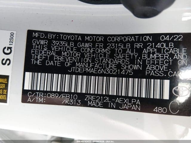 2022 TOYOTA COROLLA LE 9