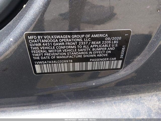 2020 VOLKSWAGEN PASSAT 2.0T SE 9