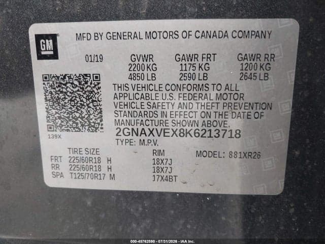 2019 CHEVROLET EQUINOX LT 9