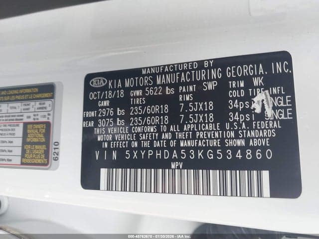 2019 KIA SORENTO 3.3L EX 9
