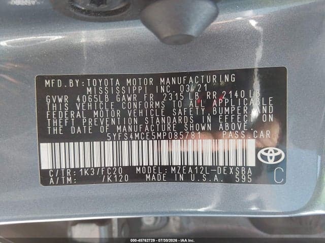 2021 TOYOTA COROLLA SE 9