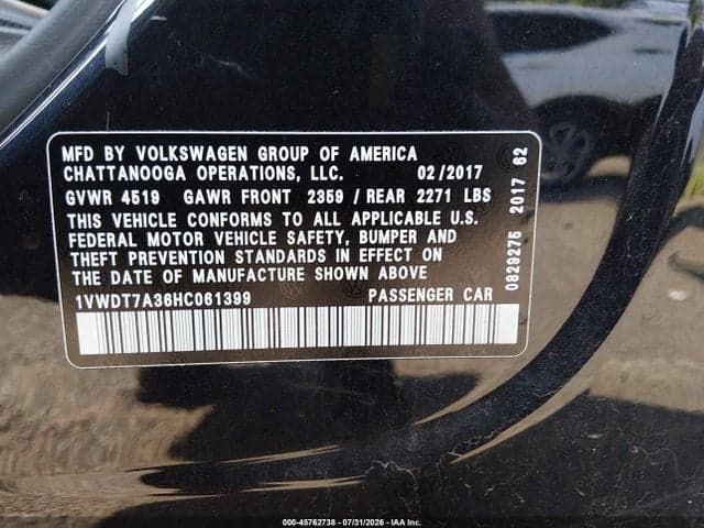 2017 VOLKSWAGEN PASSAT 1.8T R-LINE 9