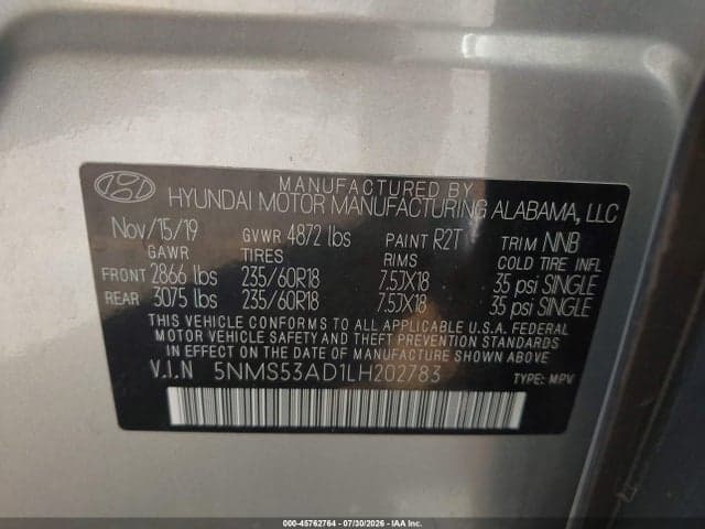 2020 HYUNDAI SANTA FE LIMITED 9