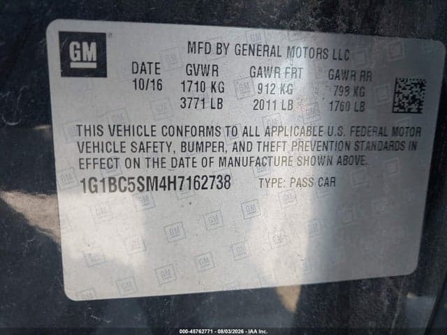 2017 CHEVROLET CRUZE LS AUTO 20