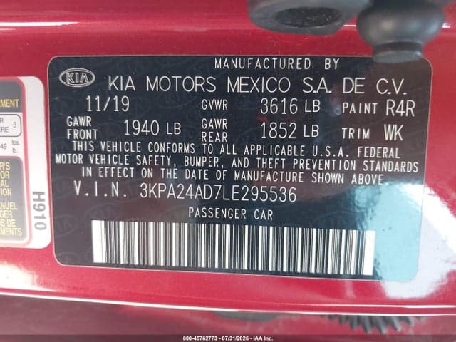 2020 KIA RIO S 9