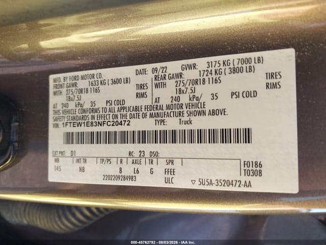 2022 FORD F-150 TREMOR 9
