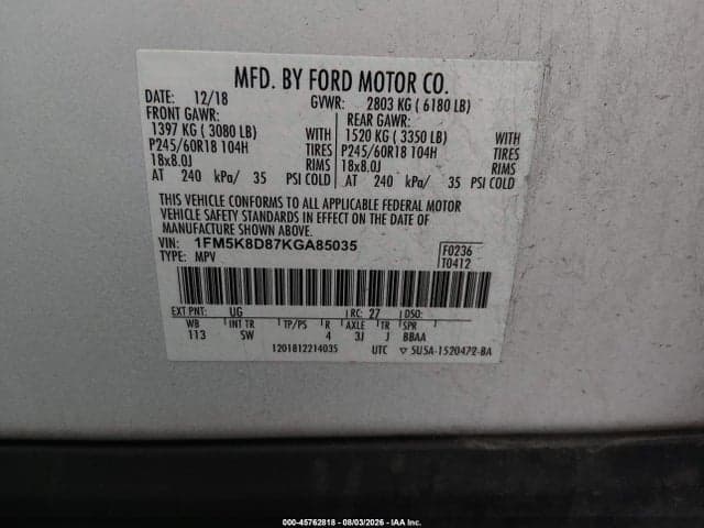 2019 FORD EXPLORER XLT 9