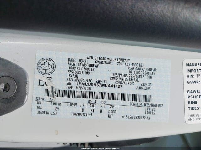 2021 FORD ESCAPE SEL 9