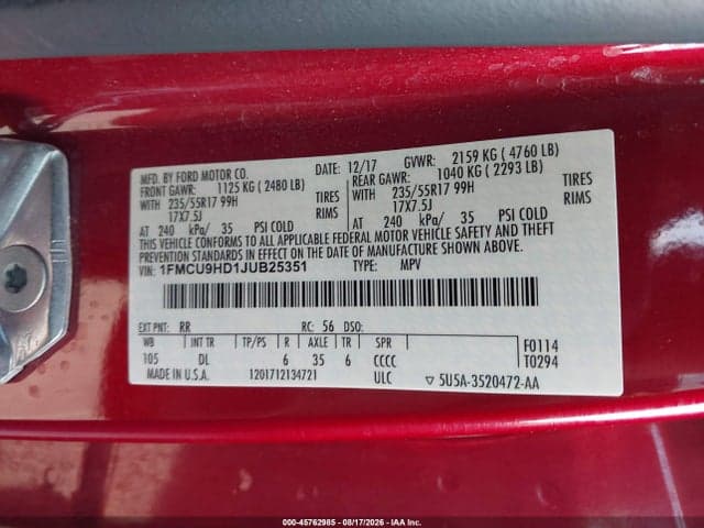 2018 FORD ESCAPE SEL 9