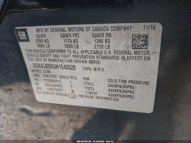 2017 CHEVROLET EQUINOX LS 9