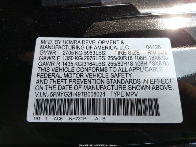 2026 HONDA PILOT EX-L 9