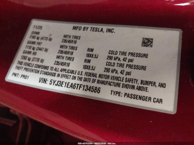 2026 TESLA MODEL 3 9