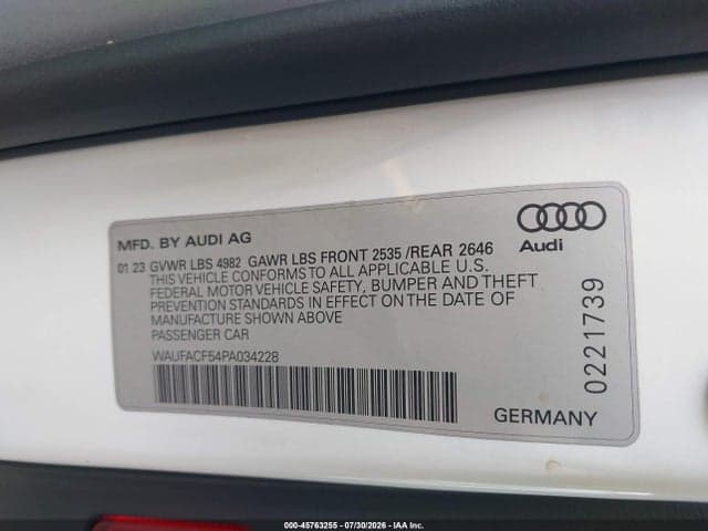 2023 AUDI A5 SPORTBACK PREMIUM PLUS 45 TFSI S LINE QUATTRO S TRONIC 9