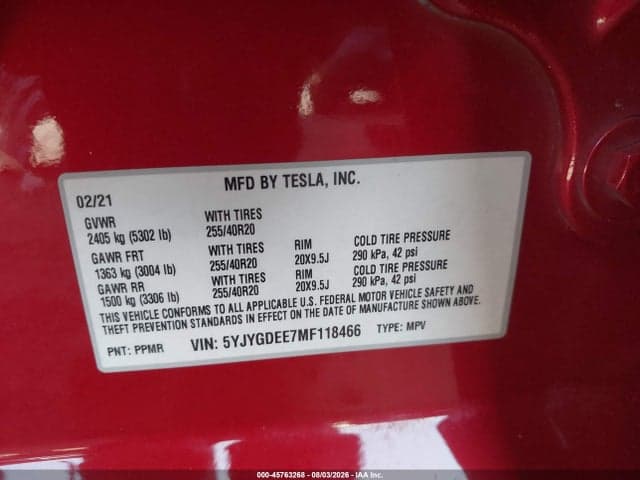 2021 TESLA MODEL Y LONG RANGE DUAL MOTOR ALL-WHEEL DRIVE 9