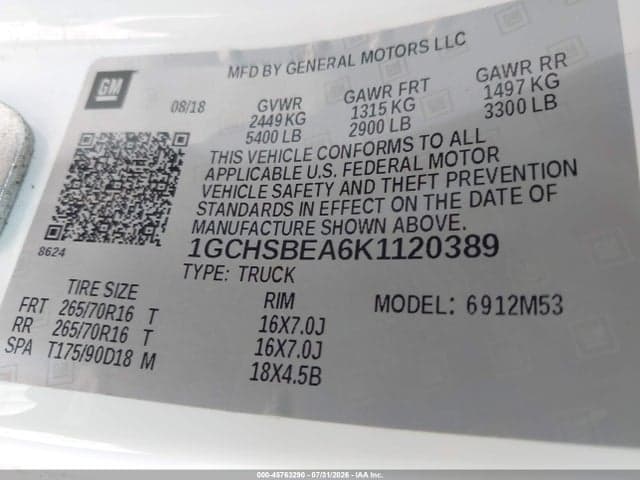 2019 CHEVROLET COLORADO WT 9