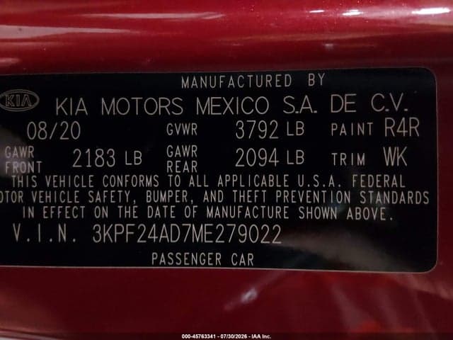 2021 KIA FORTE LXS 9