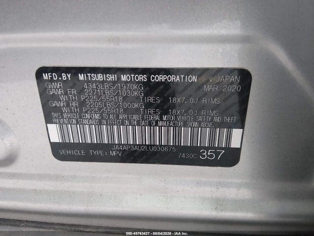 2020 MITSUBISHI OUTLANDER SPORT 2.0 ES 9