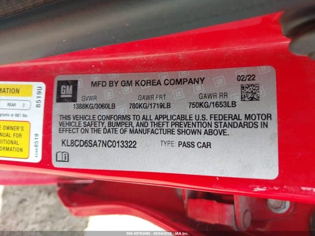 2022 CHEVROLET SPARK FWD 1LT AUTOMATIC 9