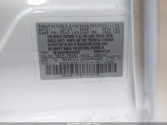 2019 NISSAN SENTRA SV 9