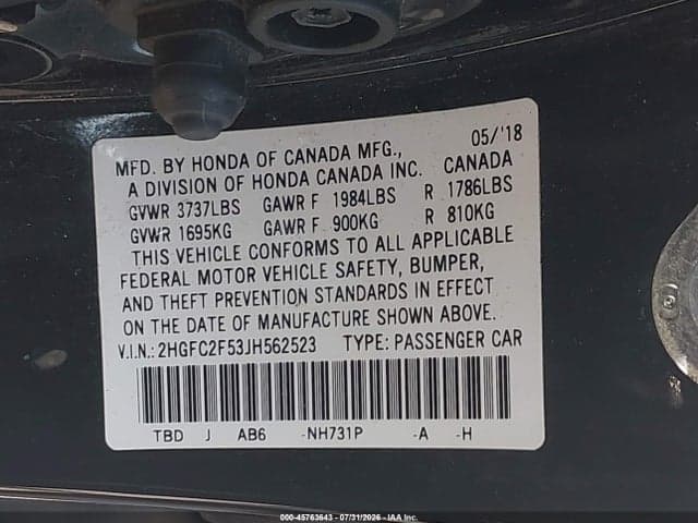 2018 HONDA CIVIC LX 9