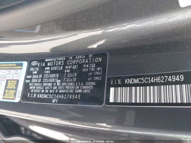 2017 KIA SEDONA EX 9
