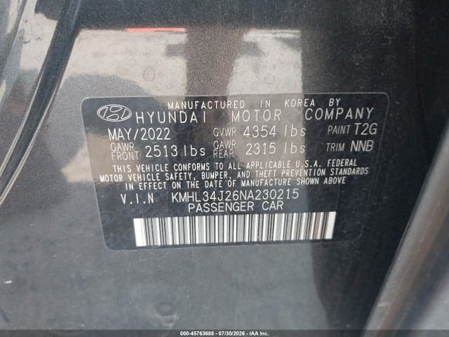 2022 HYUNDAI SONATA LIMITED 9