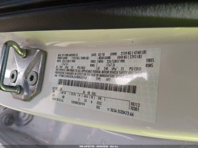 2018 FORD ESCAPE SE 9