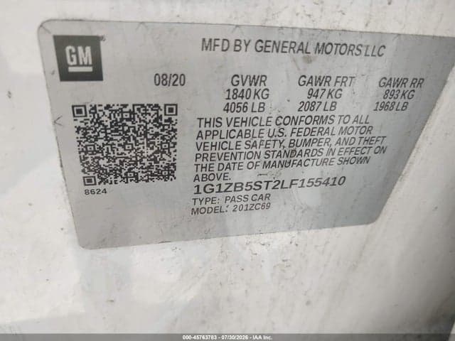 2020 CHEVROLET MALIBU FWD LS 9