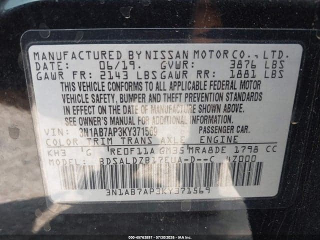 2019 NISSAN SENTRA SV 9
