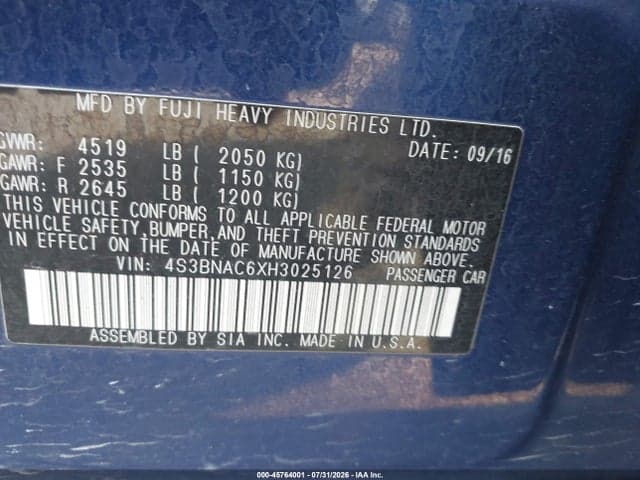 2017 SUBARU LEGACY 2.5I PREMIUM 9