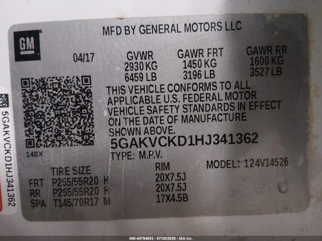 2017 BUICK ENCLAVE PREMIUM 9
