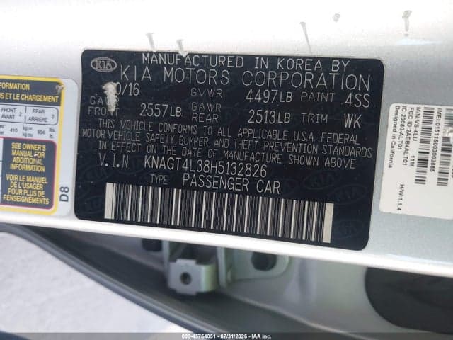 2017 KIA OPTIMA LX 9