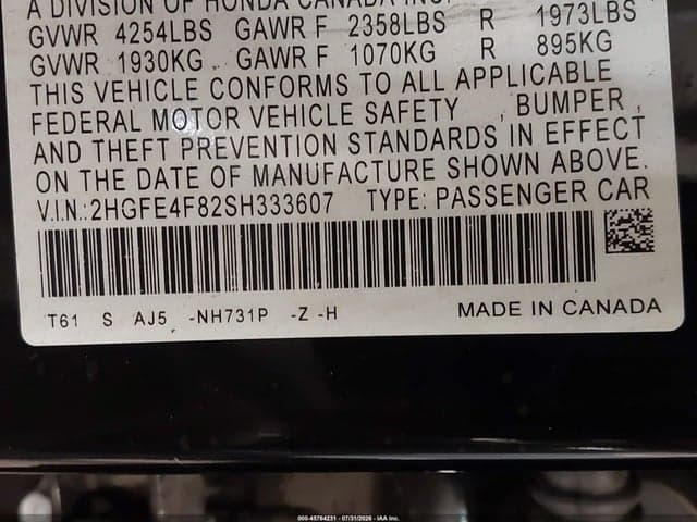 2025 HONDA CIVIC HYBRID SPORT/SPORT TOURING 9