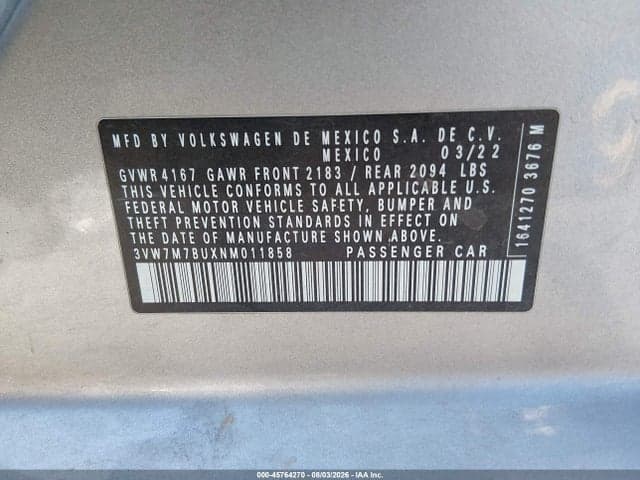 2022 VOLKSWAGEN JETTA 1.5T SE 9