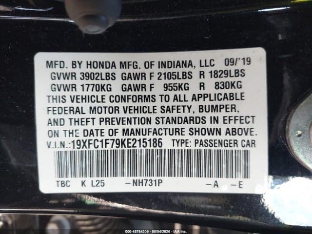 2019 HONDA CIVIC EX-L 9