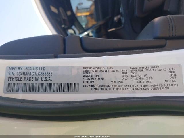 2020 JEEP GRAND CHEROKEE ALTITUDE 4X4 9