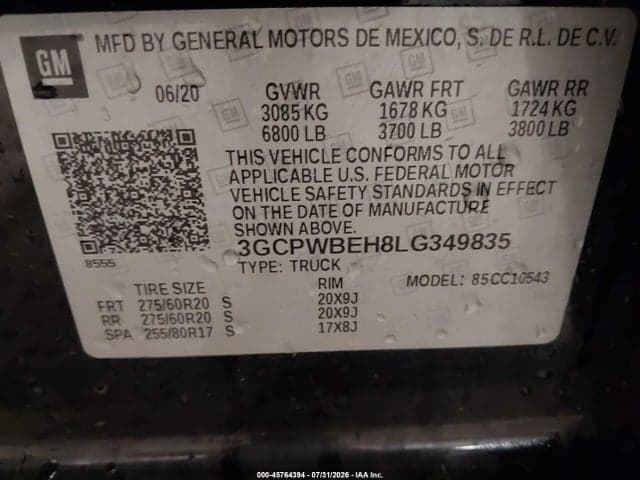 2020 CHEVROLET SILVERADO 1500 2WD SHORT BED CUSTOM 9