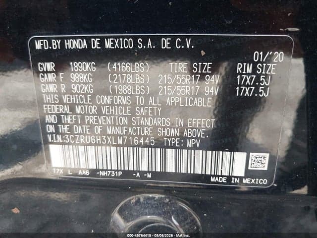 2020 HONDA HR-V AWD LX 9