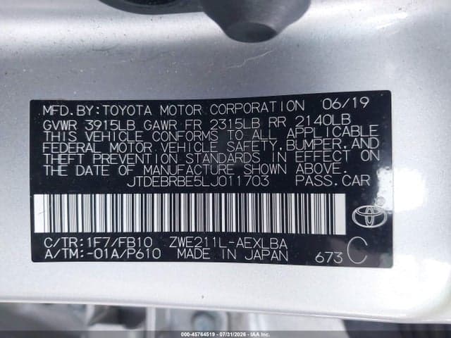 2020 TOYOTA COROLLA HYBRID LE 9