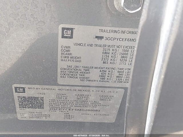 2021 CHEVROLET SILVERADO 1500 4WD SHORT BED CUSTOM TRAIL BOSS 9