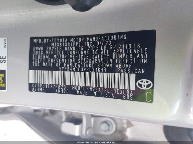 2023 TOYOTA COROLLA LE 9