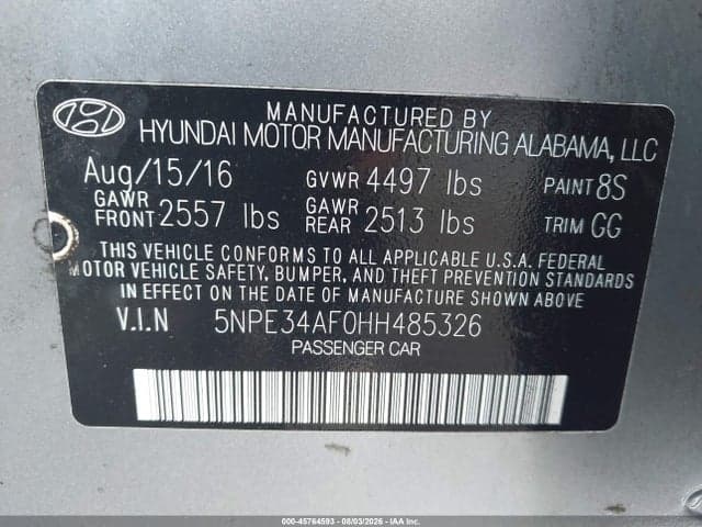 2017 HYUNDAI SONATA LIMITED 9