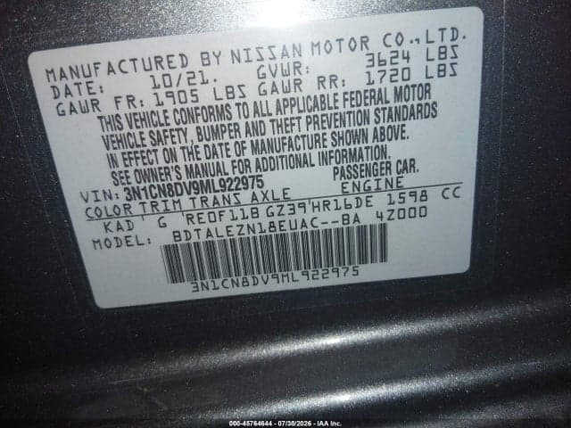2021 NISSAN VERSA S XTRONIC CVT 9