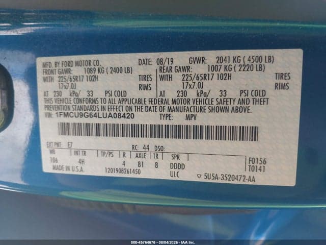2020 FORD ESCAPE SE 9