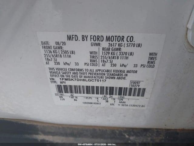 2020 FORD EXPLORER XLT 9