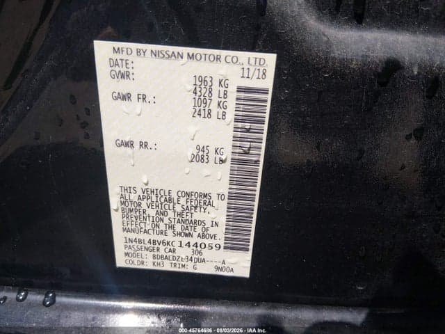 2019 NISSAN ALTIMA 2.5 S 9