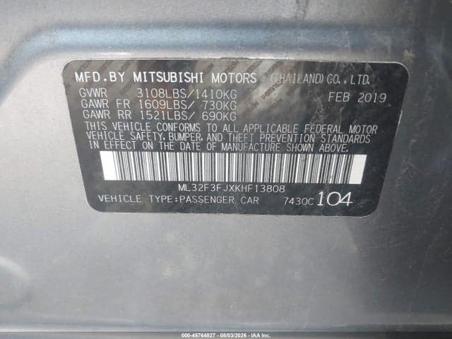 2019 MITSUBISHI MIRAGE G4 ES 9