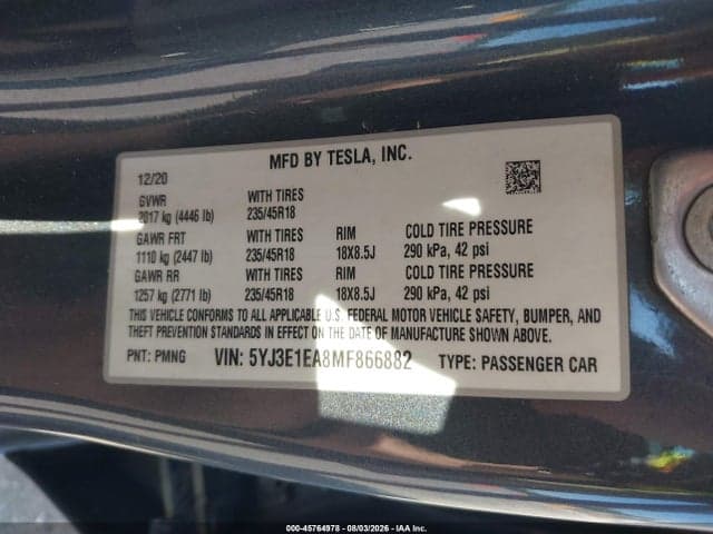 2021 TESLA MODEL 3 STANDARD RANGE PLUS REAR-WHEEL DRIVE 9